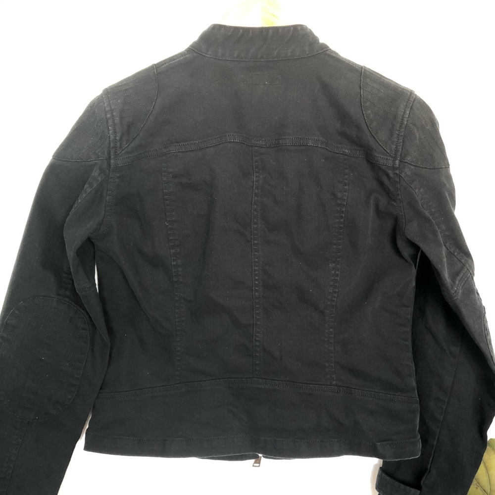 LRL Ralph Lauren Moto Jacket Cropped Black Denim M - Picture 5 of 8